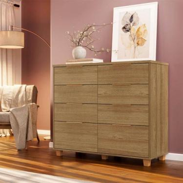 Imagem de Cômoda Quarto 8 Gavetas 121cm Organizadora Catarina Pés Retrô V01 - D 