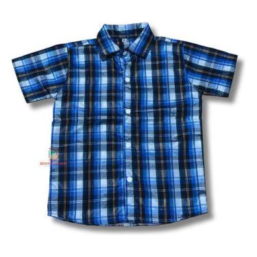 Imagem de Camisa Infantil Festa Junina Xadrez Azul Caipira - Pequenos Encantos B