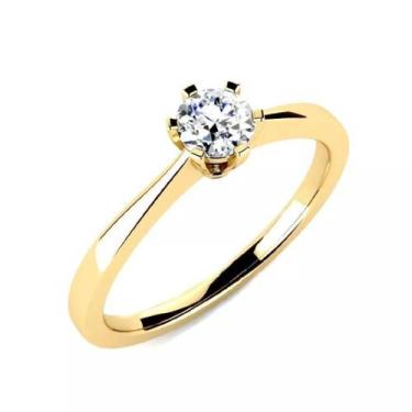 Imagem de Anel Feminino Solitário Ouro 18k Zircônia Debutante Noivado Debutante 