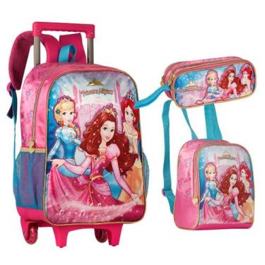 Imagem de Kit Escolar Mochila de Rodinha Lancheira Estojo Princesas PR23023K - C