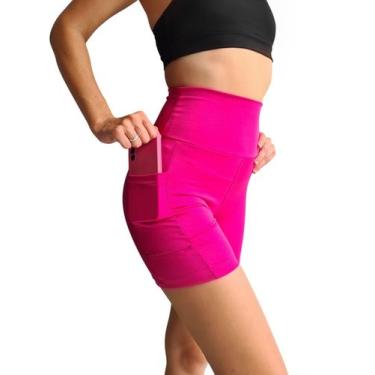 Imagem de Short Academia Meia Coxa com Bolso Lisa e Estampado Legging Feminina S