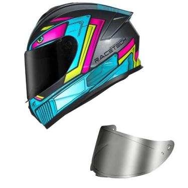 Imagem de Capacete Race Tech Hit Android Cinza e Rosa Mais Viseira Prata, Cinza,