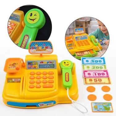 Imagem de Caixa Registradora de Brinquedo Infantil Mercado com Dinheirinho Cartã