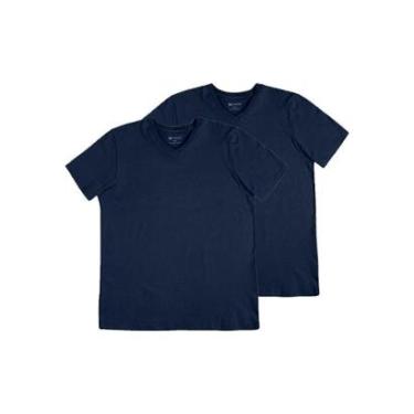 Imagem de Kit com 2 Camisetas Masculina Hering 022b Azul Marinho-Masculino