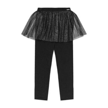 Imagem de Calça Legging Saia Tule Glitter Quimby, Preto