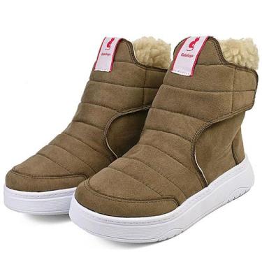 Imagem de Bota Cano Alto Menina Infantil Inverno Macia Marrom/Bege Conforto Gata
