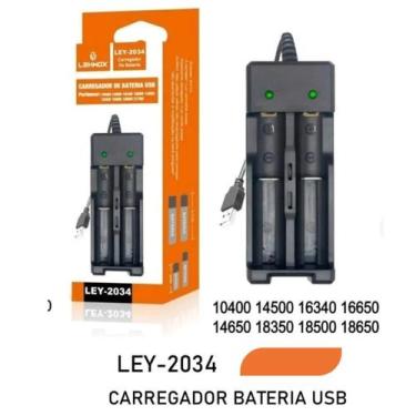 Imagem de Carregador De Bateria Duplo Lanterna Com Led Usb Lehmox Ley-2034