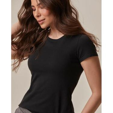 Imagem de Blusa Básica Feminina Decote Redondo Em Algodão - Malwee, Preto, M