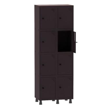Imagem de Armário Guarda Volume Locker Roupeiro 2 Vãos 8 Portas Aço GRP502/8 Pre