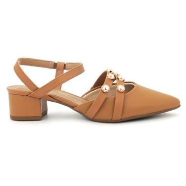 Imagem de Sapato Feminina Beira Rio 4182.230 Bico Fino Slingback Moda, 36, Camel