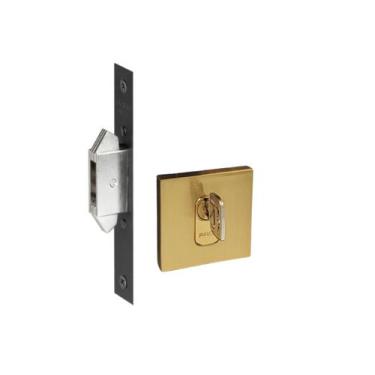 Imagem de Fechadura Trava Porta de Correr Pado Dourada Escovada Expansiva