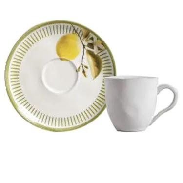 Imagem de Xícara de Chá com Pires Bio Lemon em Stoneware Alta Resistência para Mesa Posta Sofisticada Porto Brasil