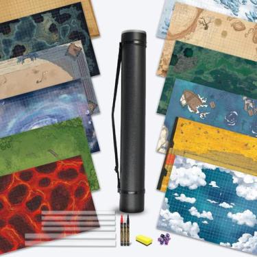 Imagem de Mapa DND Battle Mat Ottrpgo de 24 x 36 cm com clipes, pacote com 6 cli