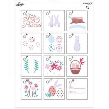 Imagem de Kit Mini Stencil PÁScoa Com 14 PeÇAs 4,5cm Stmi-017 Litoarte