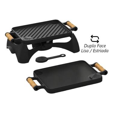 Imagem de Rechaud Bifeteira Álcool 93725LB para Manter Alimentos Aquecidos Ferro Fundido Dupla Face Uso Doméstico Libaneza