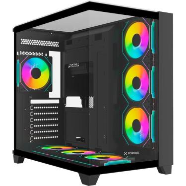 Imagem de Gabinete Gamer Clarity Full Glass Aquario ATX M-ATX Aco Vidro Temperado Preto Fortrek