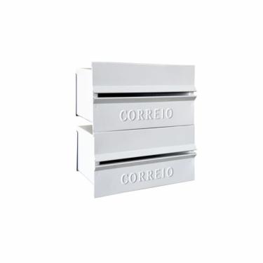 Imagem de Caixa de Correio Condomínio 002BOM Abertura Traseira para Muro 2 Módulos Branco em Aço Carbono Ouro Minas