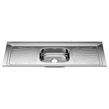 Imagem de Pia em Aço Inox Monobloco 120cm Retangular de Sobrepor com Escorredor Pa.pim.0005 Forminox