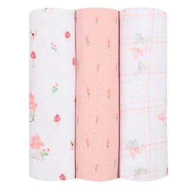 Imagem de Cueiro flanelado papi 100cmX80cm 100% algodão kit 3 unidades, MENINA