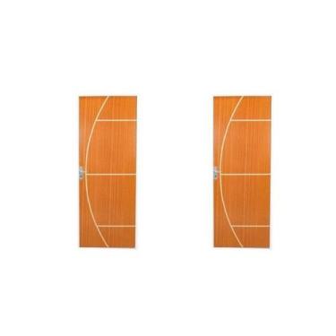 Imagem de 2 Kits Porta de Madeira Decorada 215x65cm com Batente de Aço 06cm Gaúc