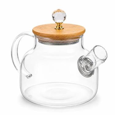 Imagem de Bule Chaleira de Vidro Borossilicato 1L Chá e Café Tampa Bambu Cristal