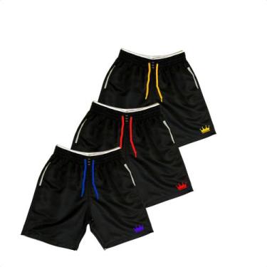 Imagem de Kit 3 Shorts Masculinos Praia Verão Tactel Poliéster Estampados Bermud