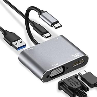 Imagem de Adaptador Hyranect Para Usb 3.1 Tipo C, Micro OEM Splitter Hub USB C Multiporta Adaptador 4 em 1 VGA USB-C PD Carregamento Hub USB 4K HD 3.0 para Macbook
