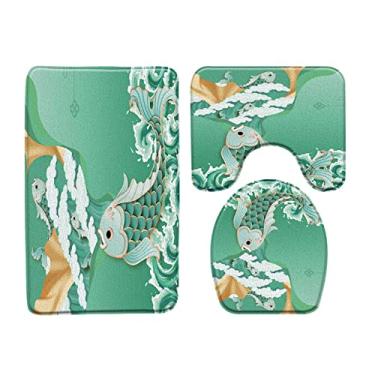 Imagem de Tapete de banho de bambu de tinta estilo chinês 3 conjunto de plantas pintadas à mão tapetes de banheiro tapete de banheira tapetes higiênicos antiderrapantes produtos de banheiro, 892x, 3 peças tapetes, 450mmx750mm