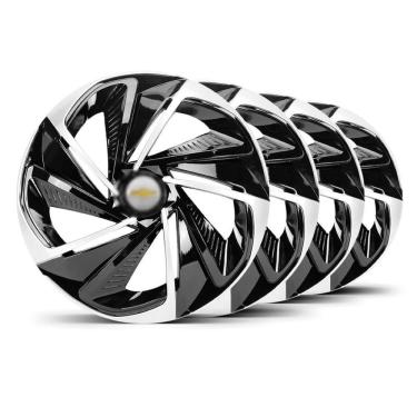 Imagem de Jogo 4 Calota Nitro Aro 14 Preta e Prata Elitte 4804