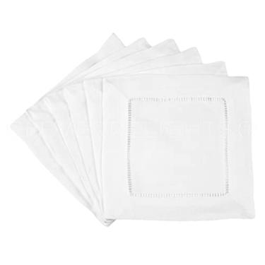 Imagem de 12 guardanapos de coquetel CleverDelights branco 100% algodão com costura de bainha - 15 x 15 cm guardanapos para bebidas - 100% algodão 15 cm porta-copos