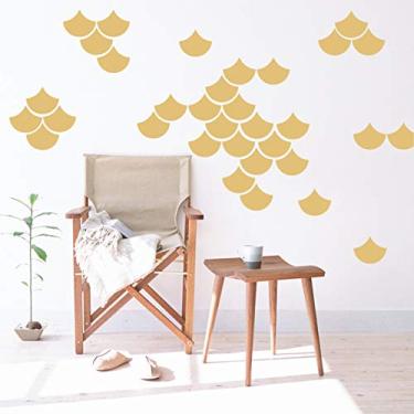 Imagem de (Ouro fosco) - Decalque de parede em escala de sereia 40 unidades, decoracao de bercario, decalques geometricos, decalques modernos de parede, decoracao de parede exclusiva para criancas, decalques de parede para meninas, quarto de meninos (Y06) (ouro fosco)