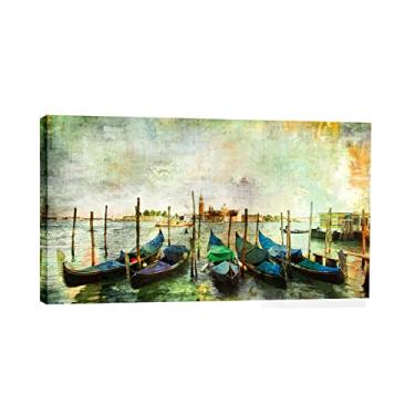 Imagem de Quadro Decorativo Paisagem barcos Veneza 55x100cm
