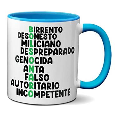 Imagem de Caneca Bolsonaro Acróstico Engraçada Birrento Desonesto (Azul)