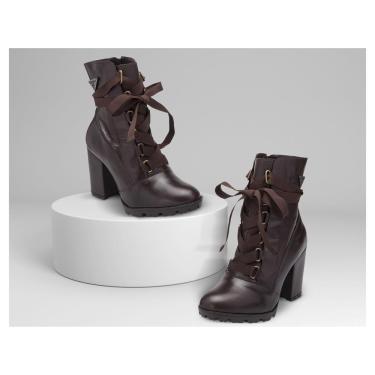 Imagem de Bota Coturno Feminina Couro Zíper Tratorado Conforto Casual