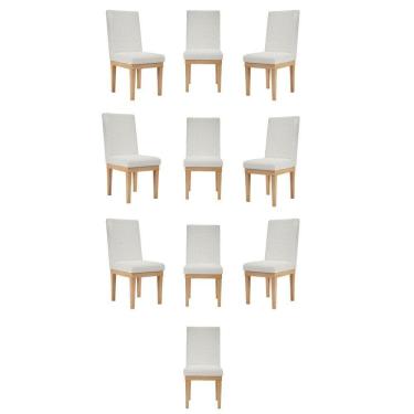 Imagem de Kit 10 Cadeiras Estofada Reforçada Decorativa Mesa Bege
