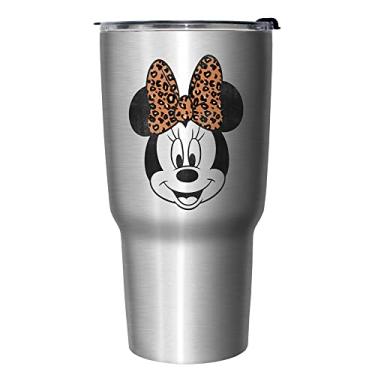 Imagem de Disney Caneca de viagem moderna Minnie Face Leopard 765 g de aço inoxidável isolada, 765 g, multicolorida