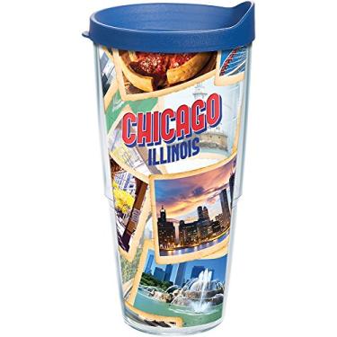 Imagem de Tervis Illinois - Chicago Colage Tumbler with Wrap and Blue Lid 680 g, transparente