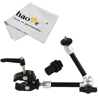Imagem de Haoge Braço mágico articulado de 11 polegadas com clipe de alicate pequeno para monitor HDMI LCD luz LED DSLR câmera vídeo tripé luzes de flash microfone TPCAST HTC VIVE Pro estação base lightinghous