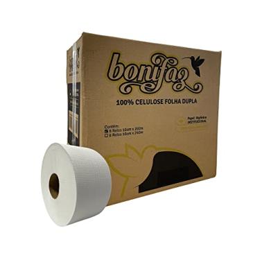 Imagem de Papel Higiênico Rolão 100% Celulose Folha dupla Bonifaz 8 rolos de 200 metros