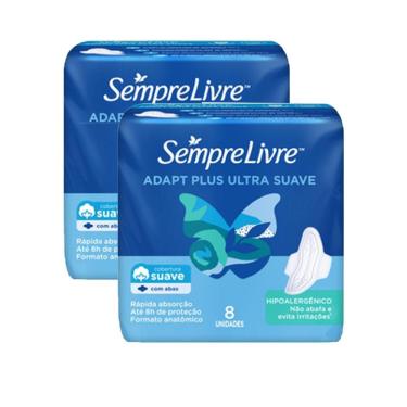 Imagem de Kit 2 Absorventes Externo Sempre Livre Adapt Plus 8 unidades