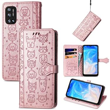 Imagem de HONGYAN Capa de telefone Para doogee N40 Pro gato e cão em relevo estojo de couro de telefone flip horizontal com suporte e carteira de cartão e carteira e cordão@#@ Capa protetora