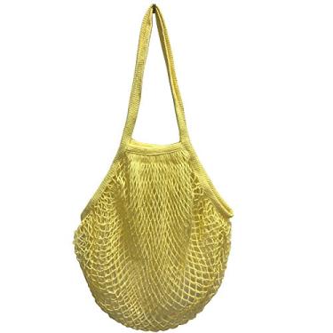 Imagem de YEKEYI Bolsa organizadora portatil reutilizavel de malha de algodao com cordao, sacola de compras, armazenamento de frutas (laranja02)
