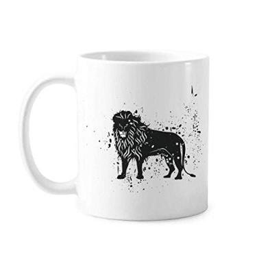 Imagem de Caneca mexicana de leão simples preta e branca cerâmica xícara de porcelana de café louça