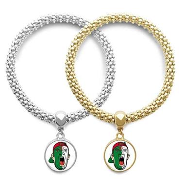 Imagem de DIYthinker Argélia Maquiagem Facial Touca Gritando Amante Pulseira Pulseira Pingente Joias Casal Corrente Presente, Metal, Na