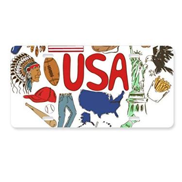 Imagem de DIYthinker Placa de licença bandeira nacional de coração de amor EUA América acessório de aço inoxidável