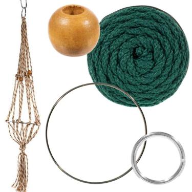 Imagem de Craft County Kits de cabide de plantas de macramé – Cordão de 4 mm – Faz cabide de plantas longo de 106 cm (floresta)