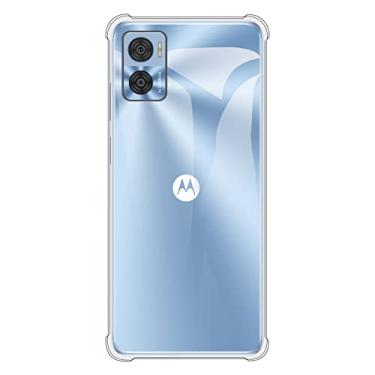 Imagem de Capa para Motorola Moto E22i 4G, capa traseira de TPU macio à prova de choque de silicone anti-impressões digitais capa protetora de corpo inteiro para Motorola Moto E22 4G (6,50 polegadas) (transparente)