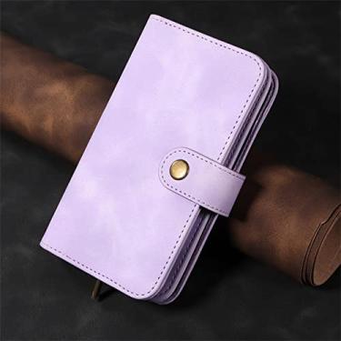 Imagem de Capa de telefone flip de couro para Samsung Galaxy S23 S22 S21 S20 FE Ultra S10 S9 S8 Plus Carteira Slot para cartão Capa antichoque magnético, Roxo, Para Galaxy S22 Plus