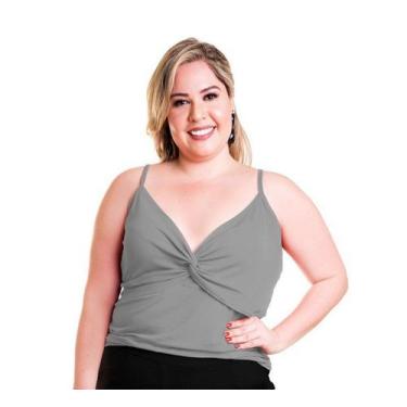 Imagem de Regata Alça Fina Com Torção No Decote Feminina Plus Size - 46 Ao 60 -