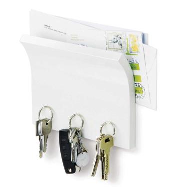 Imagem de Organizador Porta Chaves e Correspondências Magnetter Madeira Magnético Branco Umbra